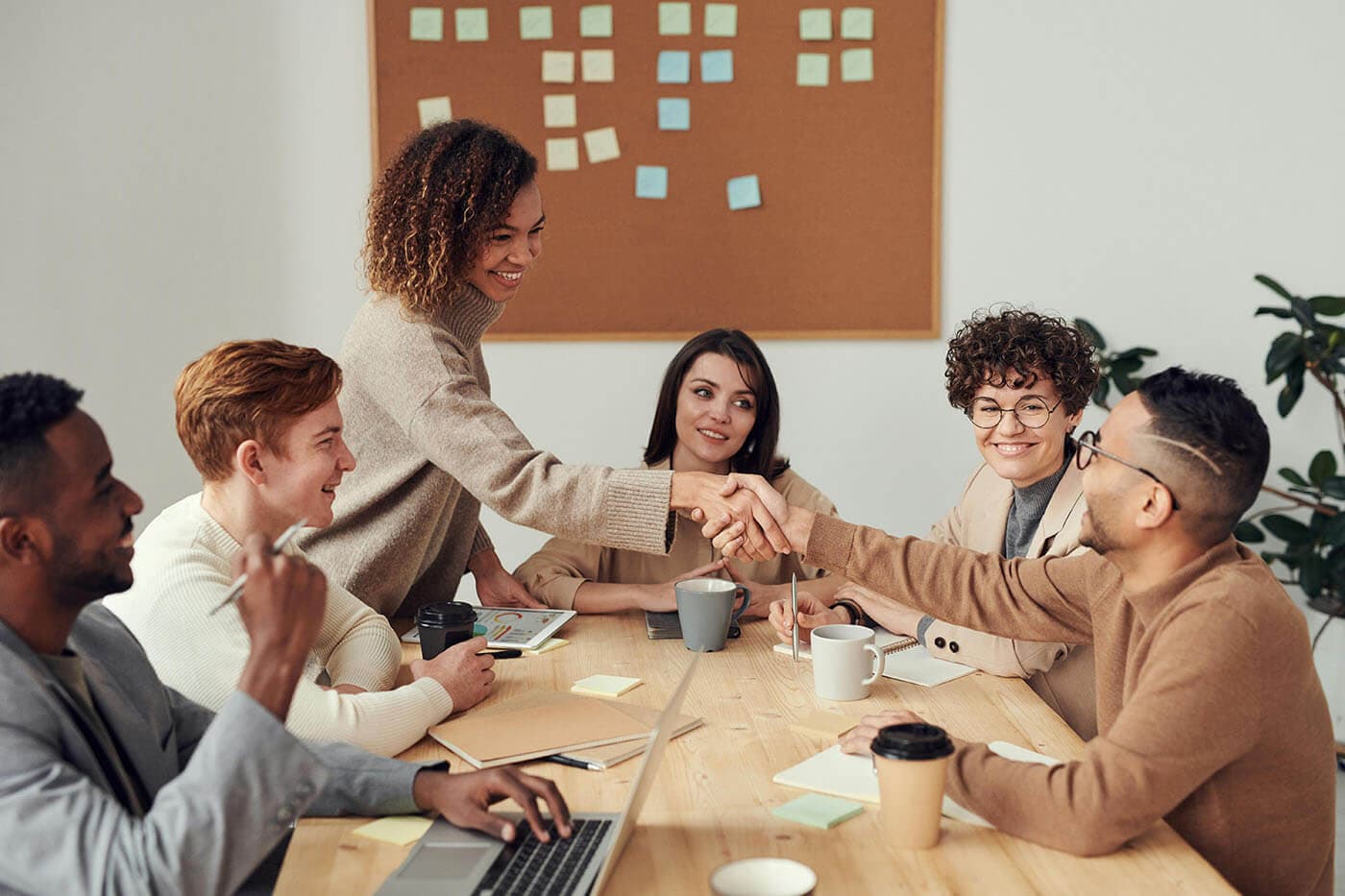 A gender-diverse meeting at the workplace.