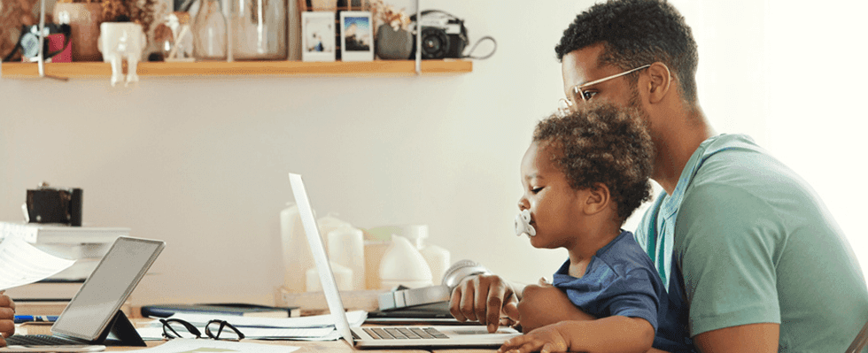 dad working remotely from home